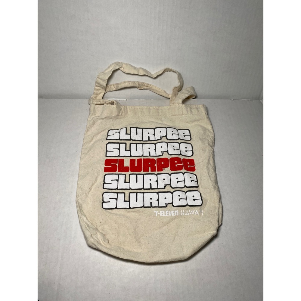 7-Eleven Hawaii Slurpee Canvas Tote Bag Reusable Shopping Souvenir Cream Red